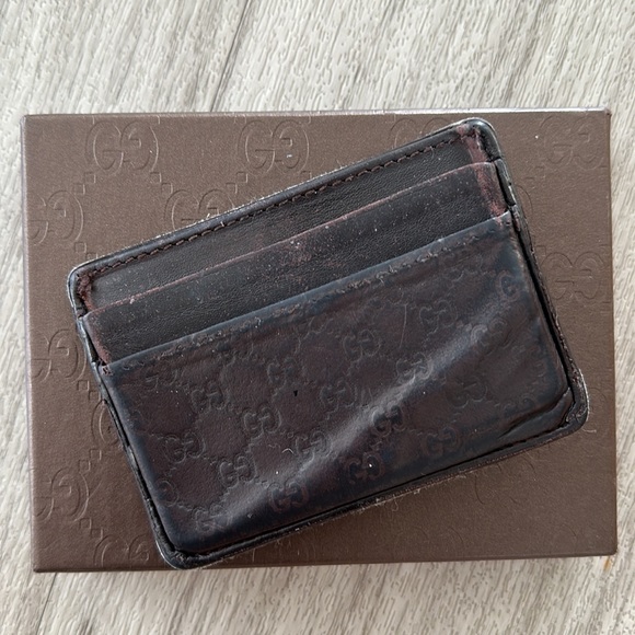 GUCCI Monogram Leather Card Holder Wallet - Picture 2 of 6